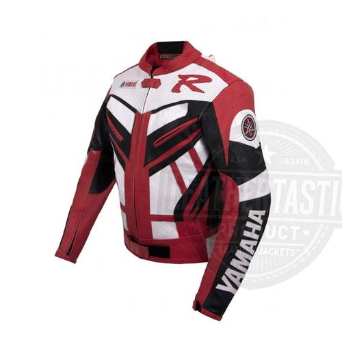 Yamaha R Perforated Three Tone Motorcycle Speed Hump Racing Leather Jacket - Picture 2 of 6