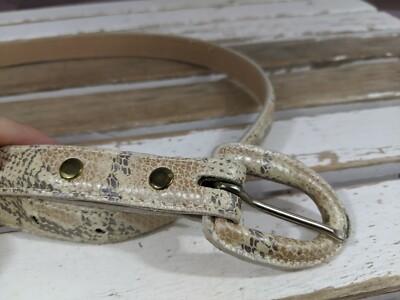 Vintage Karen Callan Women’s Snakeskin‎ Belt and Bu Karen Callan Gold Metal Mesh w Leather trim Belt w ornate  main image 2