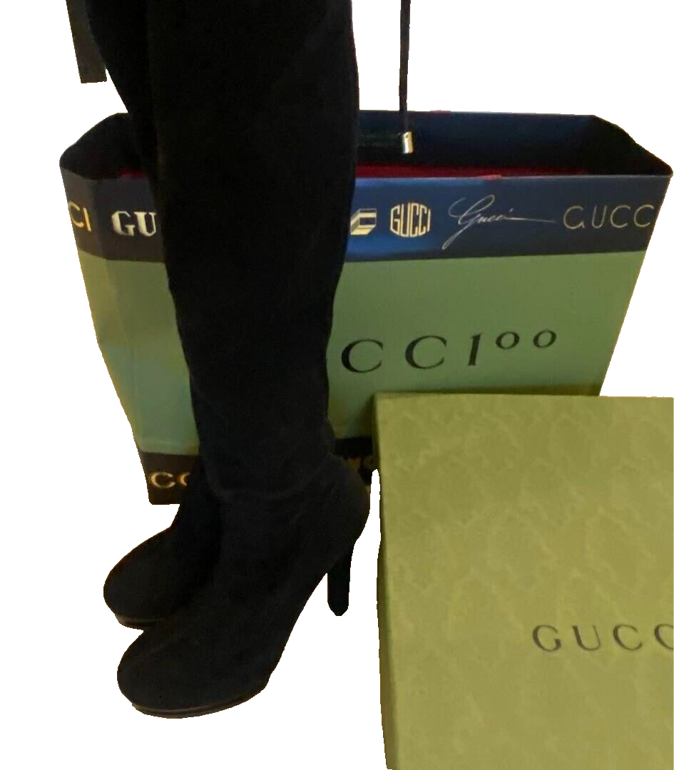 GUCCI Boots Heel Long Suede Black EU36.5 US8 Japan F/S USED GUCCI Boots Heel Long Suede Black EU36.5 US8 Japan F/S USED