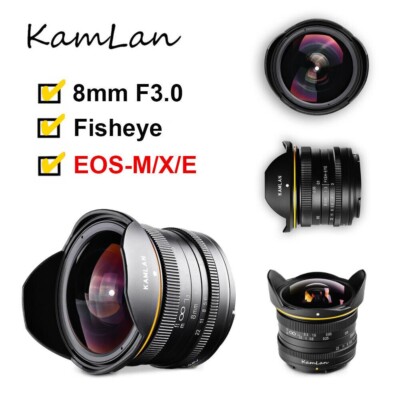 Kamlan 8mm APS-C Fisheye Wide Angle MF Lens for Canon