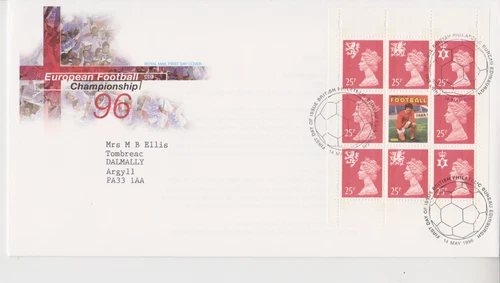 GB ROYAL MAIL FDC COVER 1996 EUROPEAN FOOTBALL PRESTIGE PANE BUREAU PMK