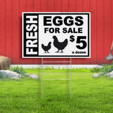 FRESH EGGS FOR SALE  5 A DZ BLACK WHITE Yard Sign Road with Stand