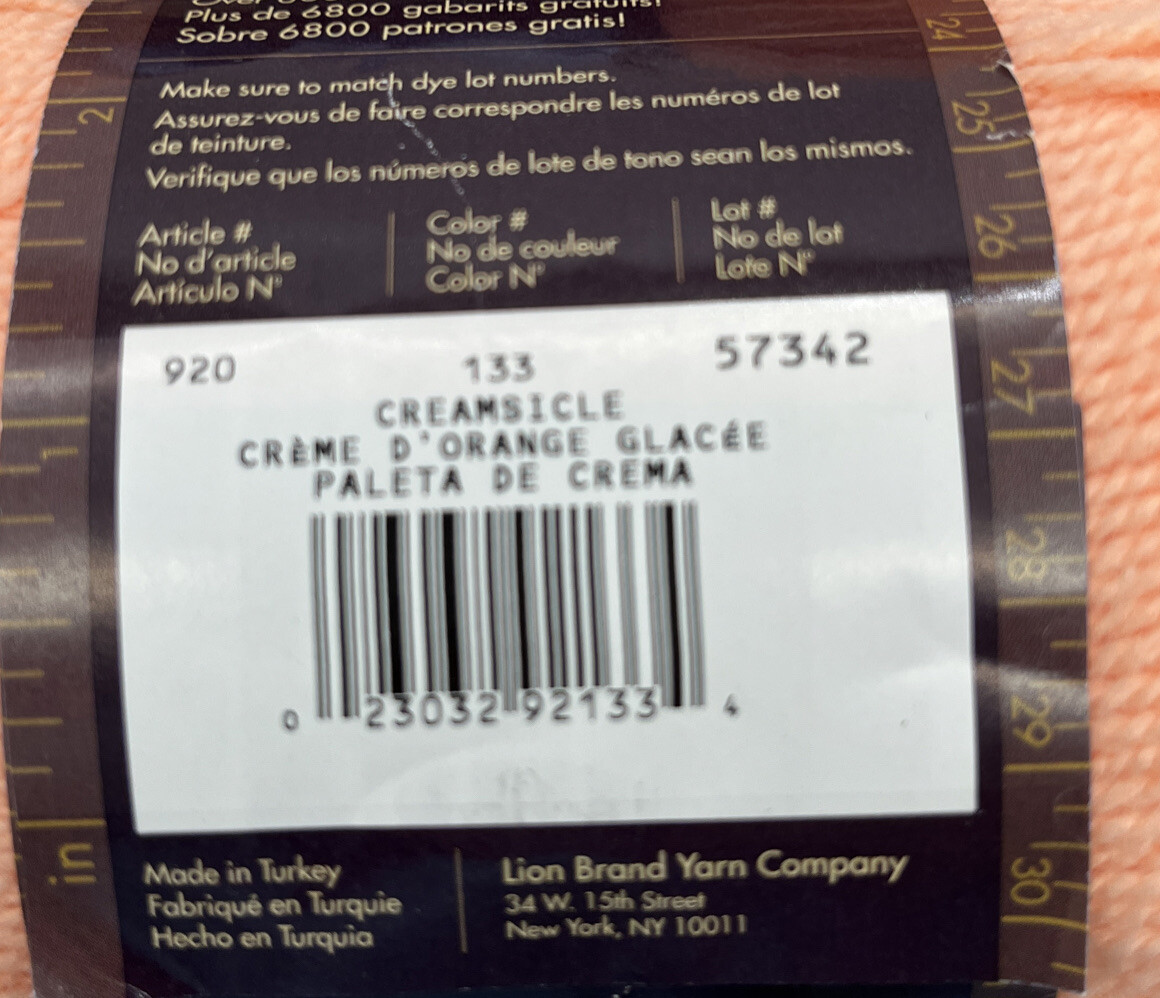 Lion Brand Yarns Baby Soft "Creamsicle" 2 Skeins 429 eBay