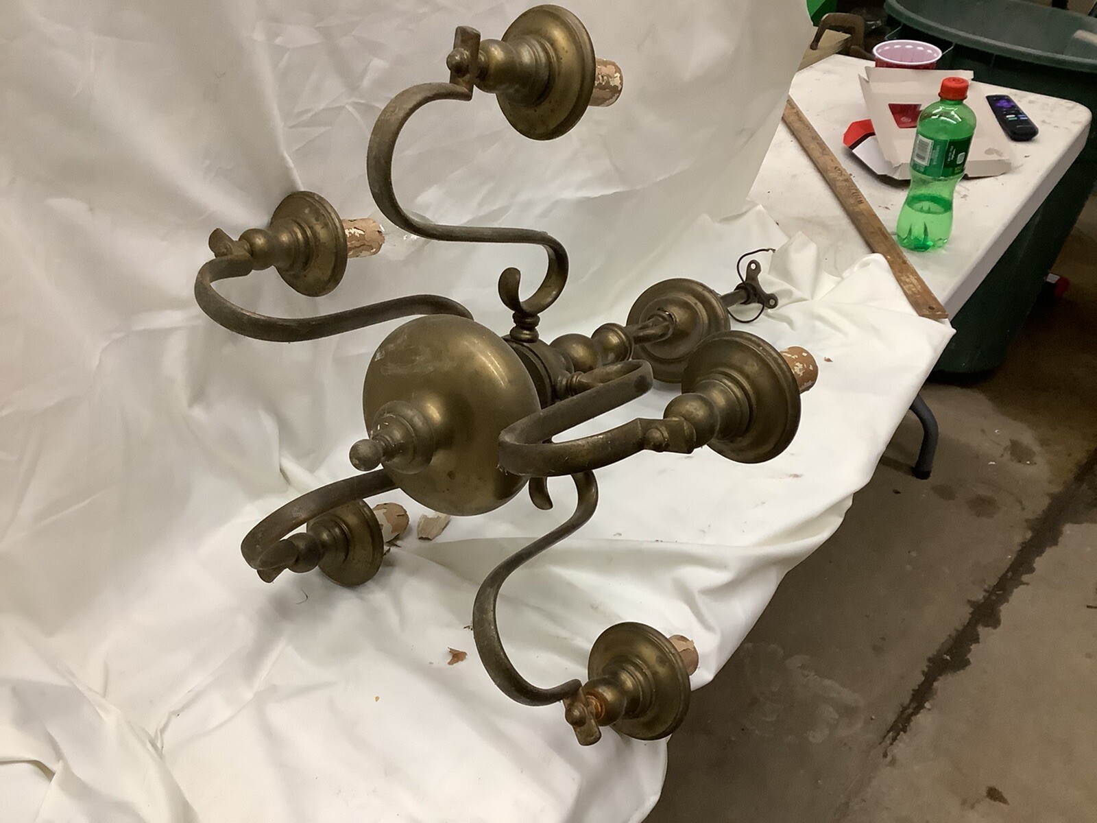 Vintage Brass Chandelier Five Lamp Parts eBay