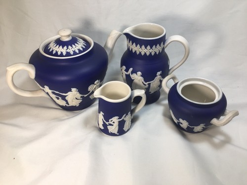 Dudson Hanley Jasper Ware England Dancing Classical Ladies 4 PIECE TEA SET - Picture 4 of 9