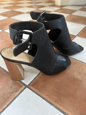 Sandalen / Sandaletten schwarz Leder Größe 38 OFFICE LONDON fast NEU