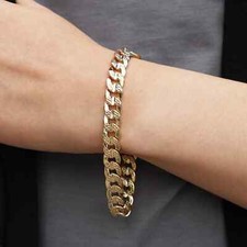 AAA Premium Quality Gold Brass 14K Stamped 10mm 9" Bracelet Fashion Cuban Chain