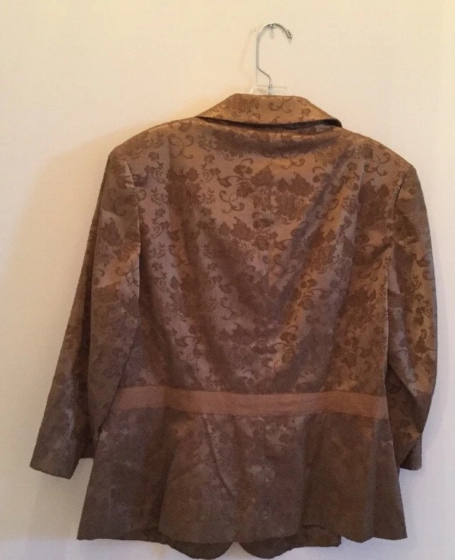 Jaqueta social Lane Bryant feminina marrom com cinto brocado tamanho 14 nova com etiquetas! - Imagem 4 de 4