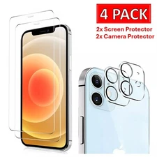 4x Tempered Glass Screen + Camera Protector For iPhone 16 15 14 13 12 11 Pro Max
