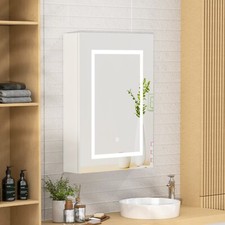 LED Lighted Medicine Cabinet Bathroom Wall Mount Mirror Dimming Storage Shelves