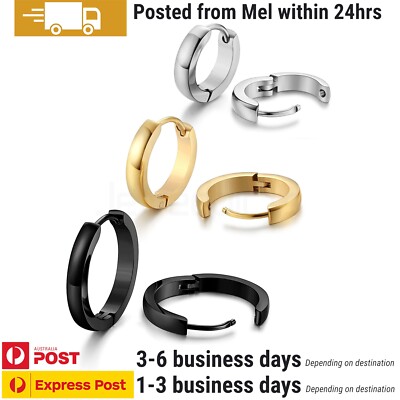 1Pair Hoop Earring Huggie Clicker Ear Stud Surgical Steel Piercing