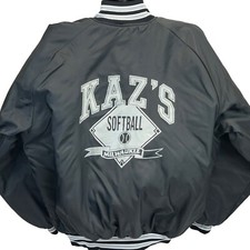 Vintage 90s Kazs Softball Milwaukee Satin Jacket Black Bomber USA Made Mens 3XL