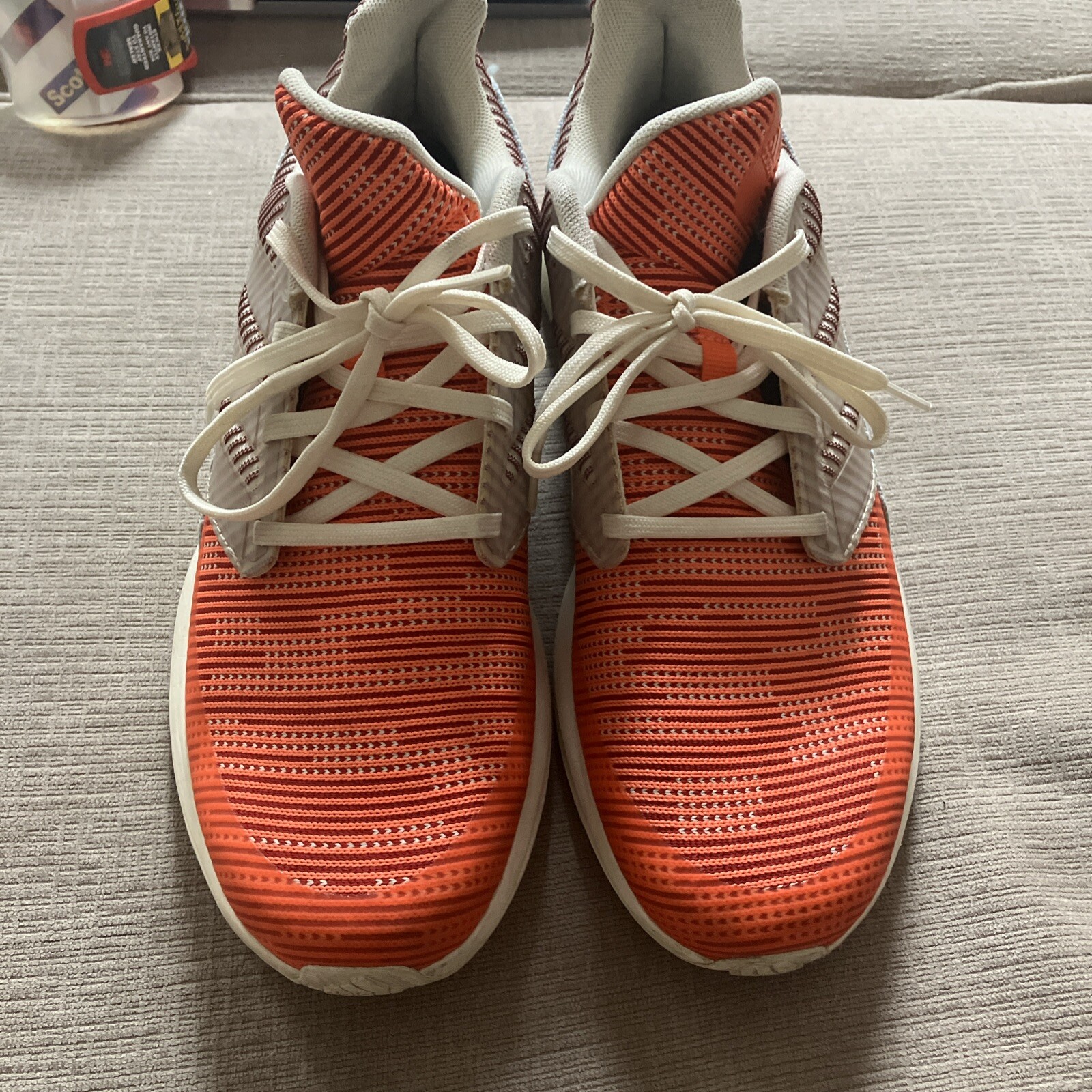 SAOLA Scarpe da corsa Adidas RapidaRun a maglia 7 giovani corallo bianco 3 righe usate G27304