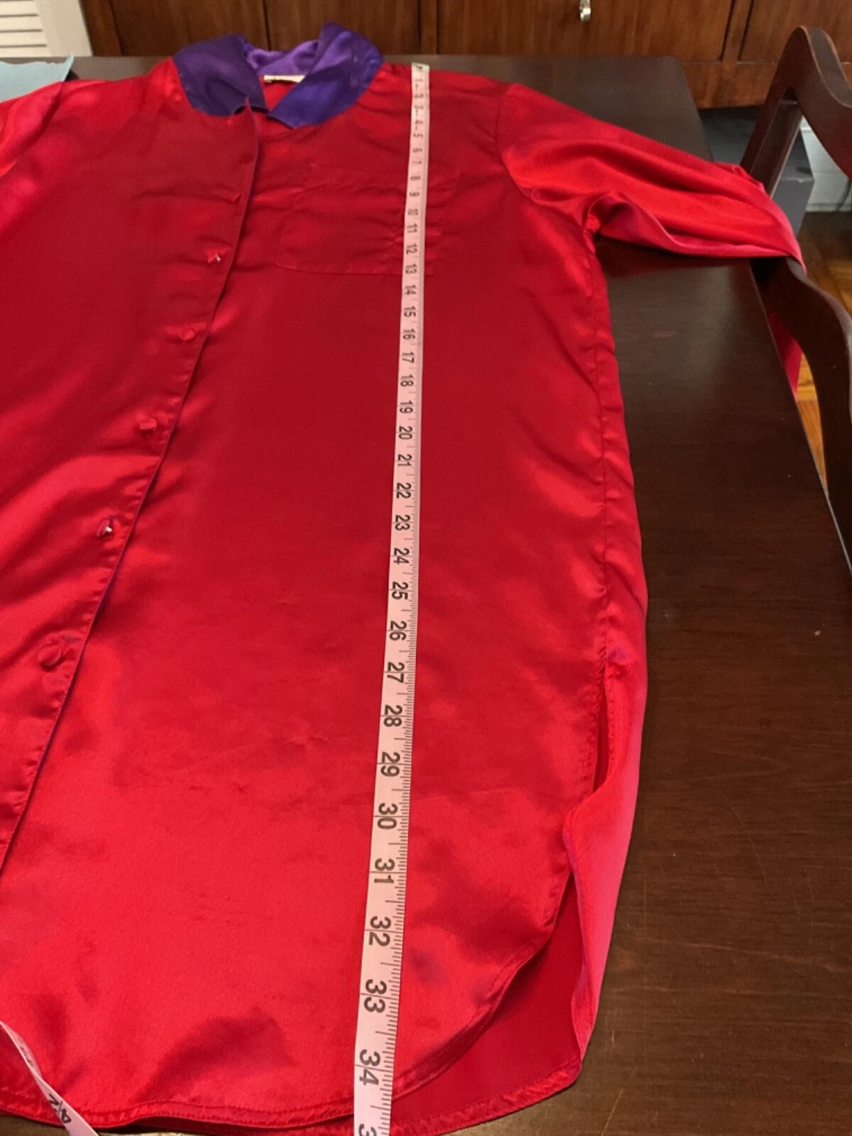 UNDERCOVER Abito da notte vintage Victorias Secret etichetta oro rosso con bottoni piccolo leggi sotto