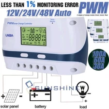 100AMP PWM Solar Charge Controller For 12V 24V 48V DC Panel Battery Regulator US