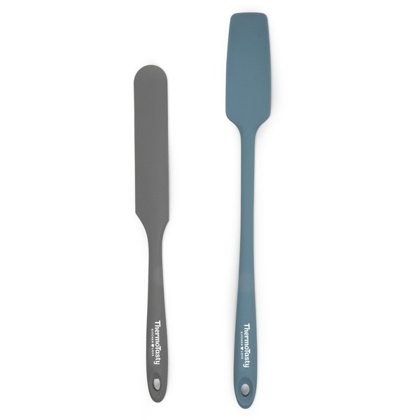Thermotasty Silikon Reste-, LöFfel-, Schaber- 2Er-Set (Blau/Grau)-image