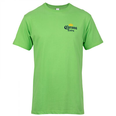 Corona Extra Label Vivid Lime Front and Back Print T-Shirt Green