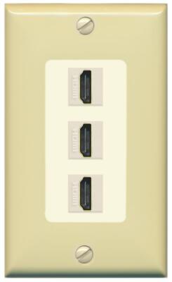 RiteAV 3 Port HD 2.0 Decorative Wall Plate 1 Gang [Ivory/Light-Almond]