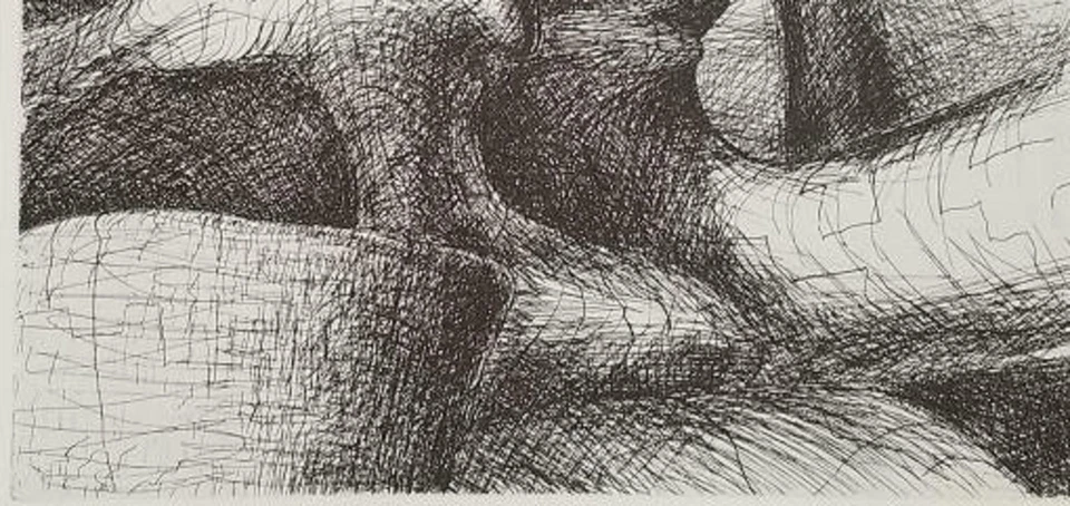 Henry Moore "Placa 26 de Elefante Calavera Montada en blanco y negro Litografía Desplazada 1973 Foto 3 de 4