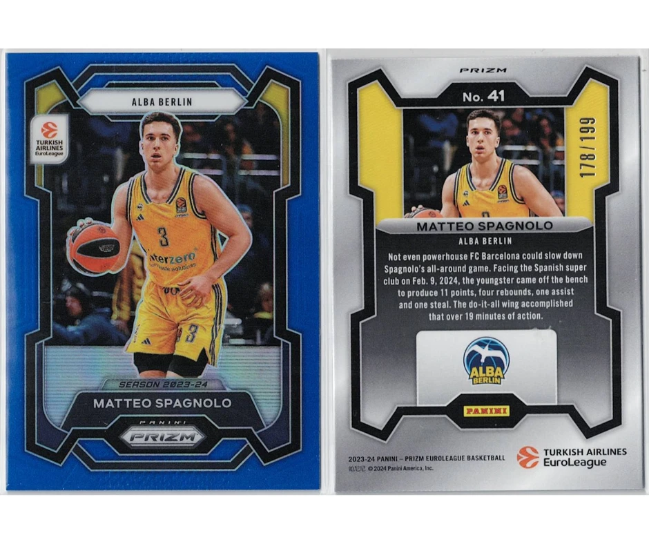 2023-24 Panini Prizm Euroleague Blue 178/199 #41 Matteo Spagnolo / Alba Berlin - Image 3 of 3