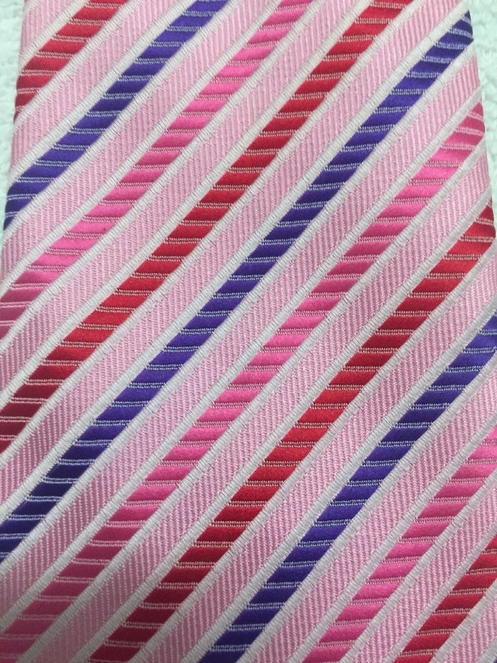 CORBATA HOMBRE GEORGE MARTIN ROSA ROJO VIOLETA RAYAS DIAGONALES 3,5 X 62 Foto 3 de 4