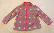 Oshkosh 2t Girls Zip Up Fleece Jacket, Grey Pink Hearts