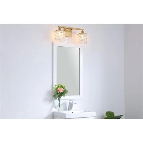 Living District Phineas 2-Light Mid-Century Metal Wall Sconce in Brass and Clear - Picture 2 of 7