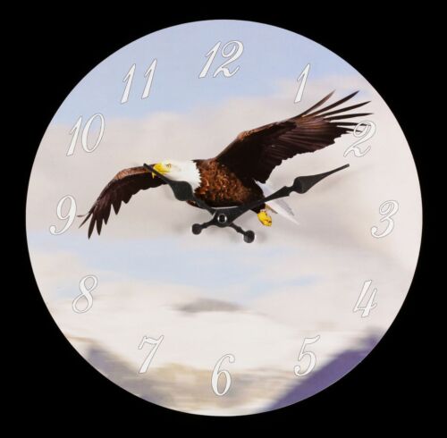 Wanduhr mit Adler - Deko Uhr Greifvogel Weißkopfseeadler Amerika USA - Bild 1 von 1