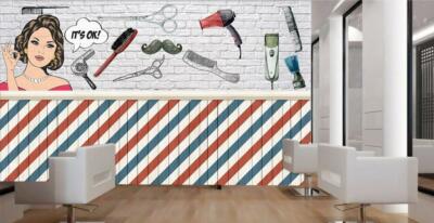 3D Barber Tools A607 Business Wallpaper Wall Mural Self-adhesive Commerce Amy