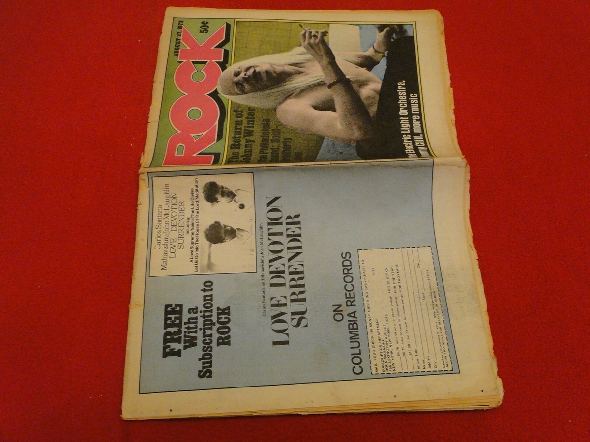 Vintage Rock N Roll Pulp Magazine Rock Aug. 1973 Johnny