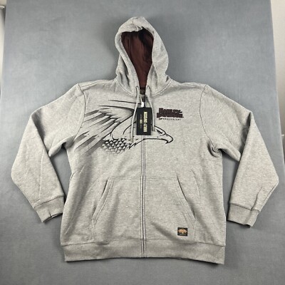 Harley-Davidson Men's 2XL 120th Anniversary Gray Full Zip Up Pullover  Hoodie