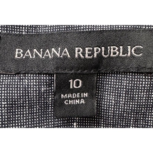 Banana Republic Linen Blouse Sleeveless Women 10 Gray Pleated Ruffle Detail - Picture 5 of 8