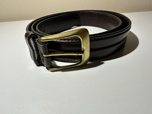 Men's Vintage Cole Haan A3319 Dark Brown Leather Belt Solid Brass Buckle 38/95