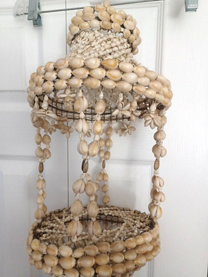 Lot Of 2 Vintage Hanging Planter Sea Shell 2 Tiered Plant  display picture 1