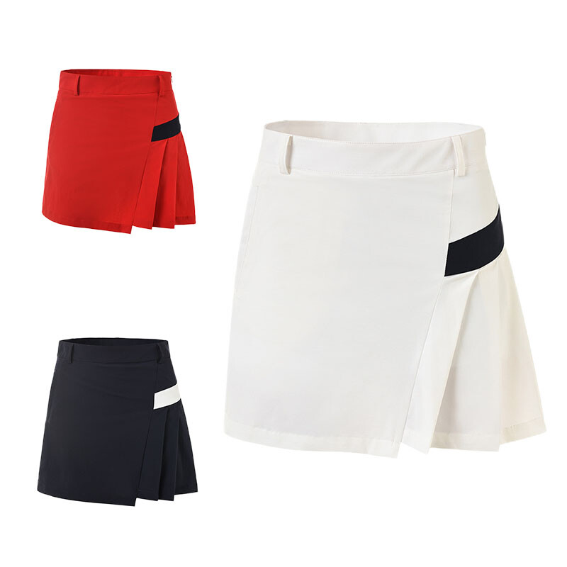 Women's High Waist Patchwork Pleated Golf Mini Skirt A-Line Culottes-image