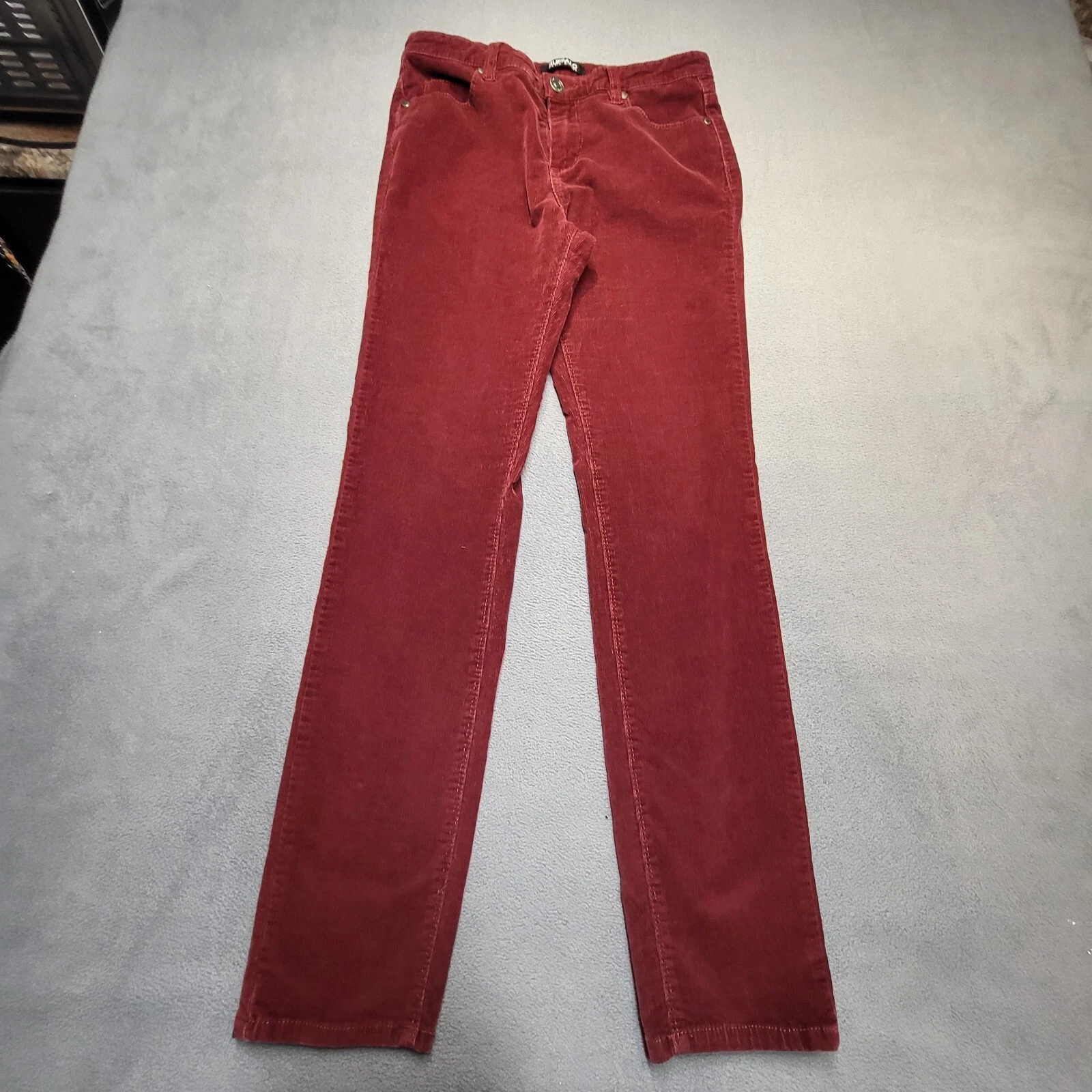 Pantalon Buffalo David Bitton femme 8 rouge suprême velours côtelé jambes skinny stretch