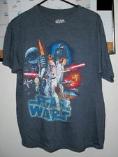Star Wars: A New Hope Blue T-Shirt Classic Vintage Style Mens Size Large Style C