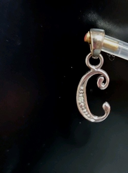 Sterling 925 Initial. Cursive C Diamond Accent Pe… - image 1