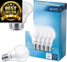 PHILIPS LED 40W A19 4-Pack Basic Soft White 2700K 450 4, 2700k 