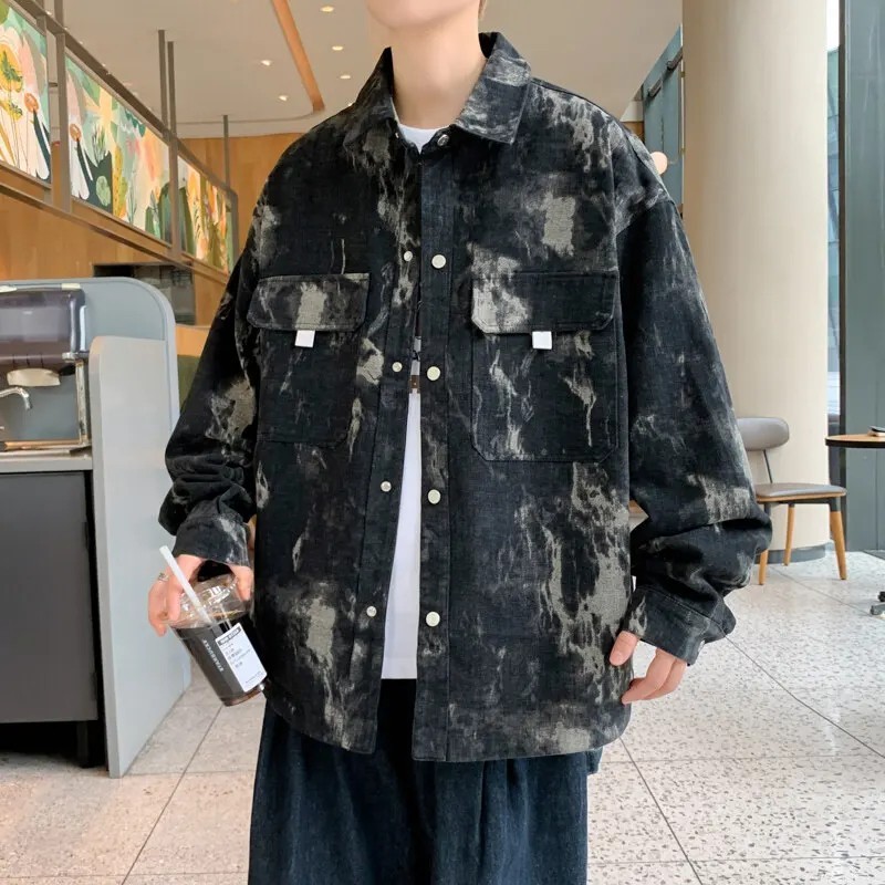 Luxury Men Denim Jacket Fashion Loose Casual Trendy High Street Retro Jean Coat
