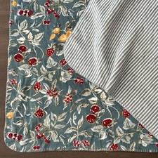 Laura Ashley Throw Blanket Berries Cherries Reversible Stripe Cottage 68x48