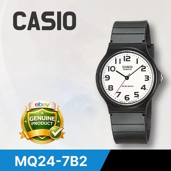 Casio MQ24-7B2 Authentic Classic Low Noise Analog Watch Black White Dial WR