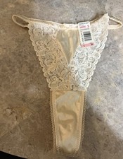 VINTAGE MAIDENFORM RENDEZVOUS THONG PANTY BEIGE . SIZE 5. NEW