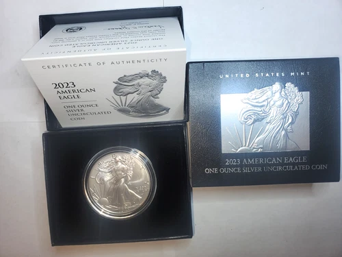 2023 W American Eagle 1 Ounce Silver Uncirculated Coin, US Mint 23EG COA