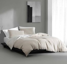 Calvin Klein 3 Piece King Duvet Revercible Flax Beige New