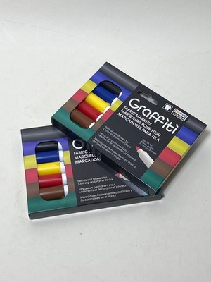 4 Packs Marvy Graffiti Fabric Markers, Graffiti Tip, Primary Colors