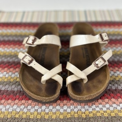 Birkenstock Yara Sandals Womens Size 36 Comfort Shoes Buckle Pearl White  GUC