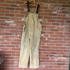 Carhartt Insulated Double Knee Bib Overalls Mens 44X30 Canvas Distresed Worn