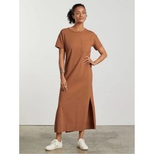 Everlane Maxi Crewneck Dress in Warm Brown Orange Rust Pocket T Casual Midi M