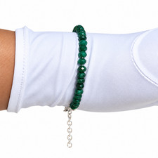 Natural Green Onyx Beaded Silver Bracelet, Elegant Gemstone Jewelry for Everyday